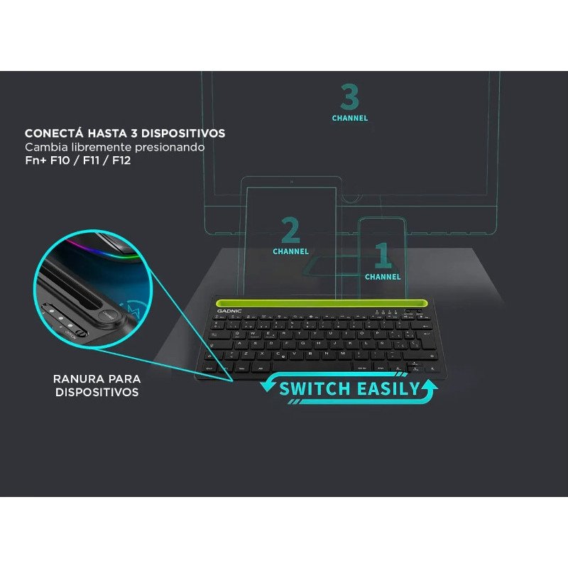Teclado Portatil Azultooth T7g multi dispositivos GADNIC 7427251181921