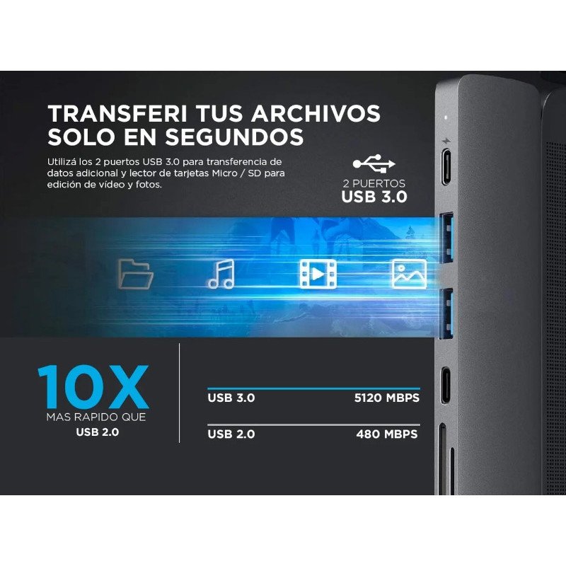 HUB USB C Para Mac APPLE 7 en 2 gadnic ADAP0012