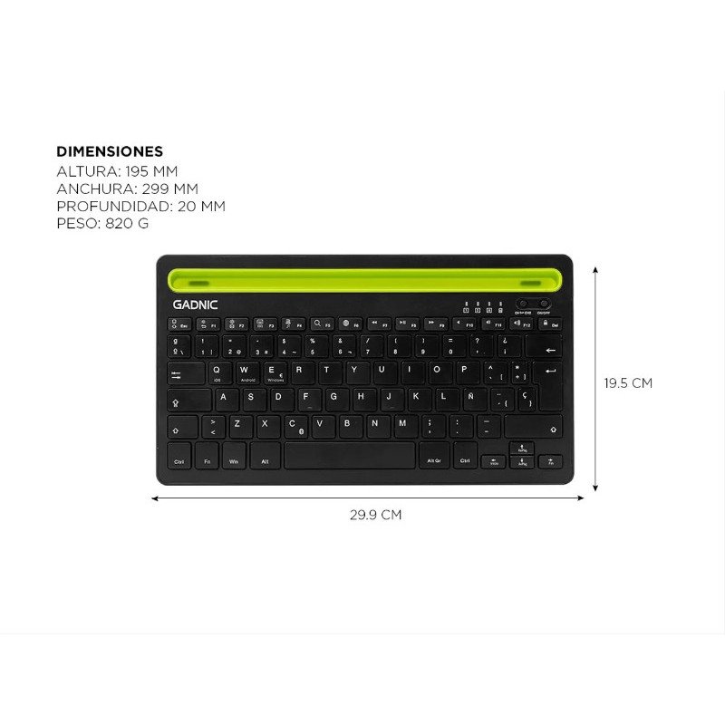 Teclado Portatil Azultooth T7g multi dispositivos GADNIC 7427251181921