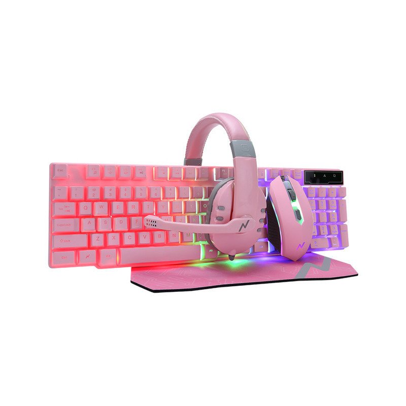 Combo Gamer 4 en 1 Kit NOGA NKB-411 Rosa