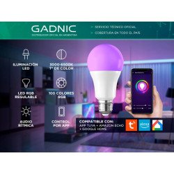 Lámpara Inteligente GADNIC RGB 9W (LAMPRGB1) 7427250808164 2