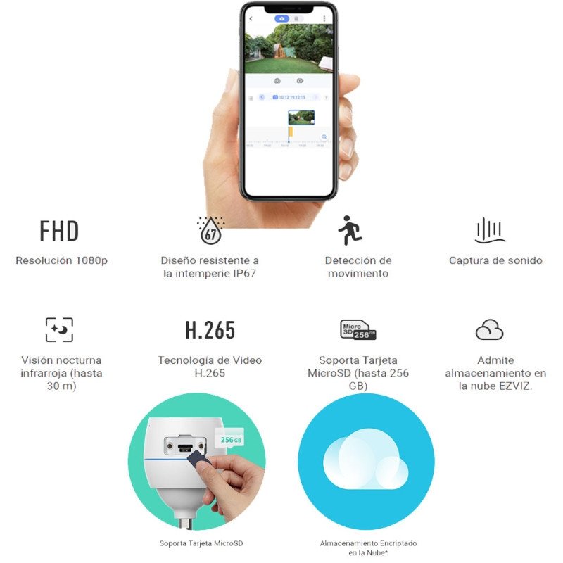 EZVIZ C3TN color Cámara para Exterior Wi-Fi 1080p 
