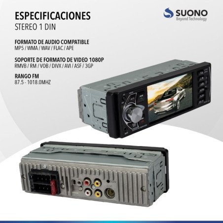 AutoEstereo con Pantalla SUONO 1123M FM/USB/AUX/Azultooth