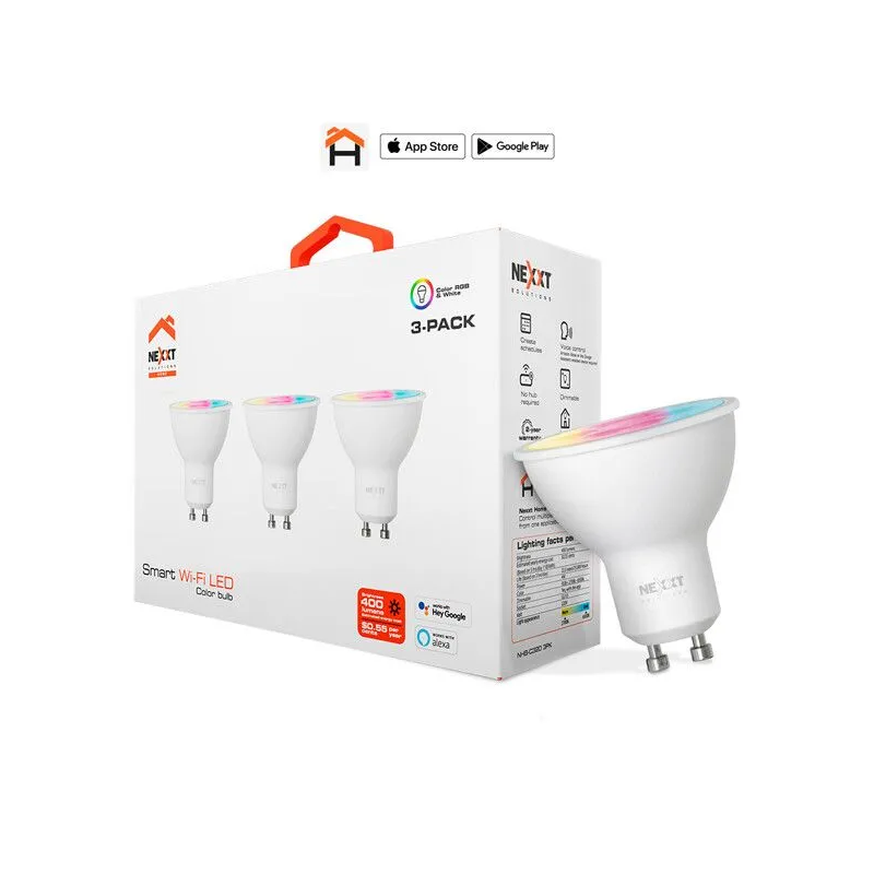 Lámpara Inteligente NEXXT LED Dicroica GU10 RGB pack de 3