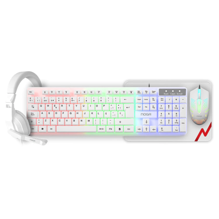 Combo Gamer 4 en 1 Kit NOGA NKB-413 blanco