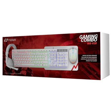 Combo Gamer 4 en 1 Kit NOGA NKB-413 blanco
