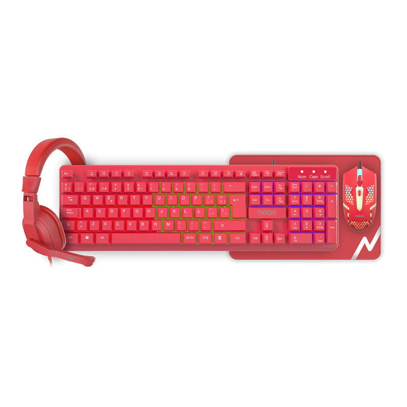 Combo Gamer 4 en 1 Kit NOGA NKB-413 Rojo