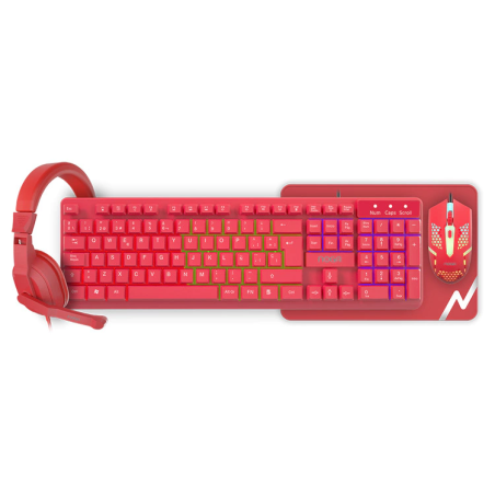 Combo Gamer 4 en 1 Kit NOGA NKB-413 Rojo