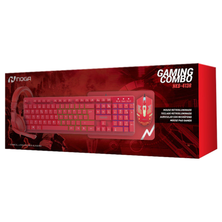 Combo Gamer 4 en 1 Kit NOGA NKB-413 Rojo