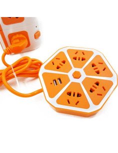 Zapatilla hexagono + 2 USB  2