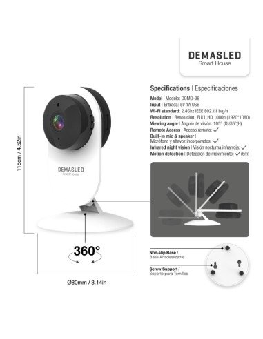 Camara de seguridad Demasled WIFI HD de interior (domo-38)