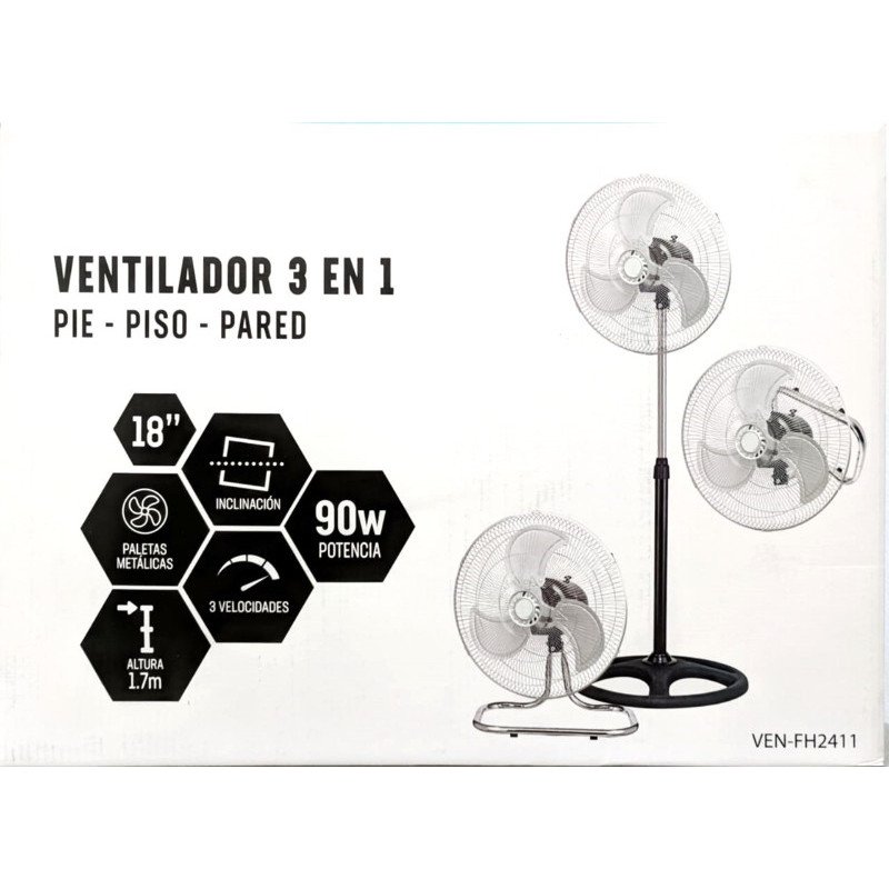 Ventilador 3 en 1 Pared-Piso-Pie FH2411 