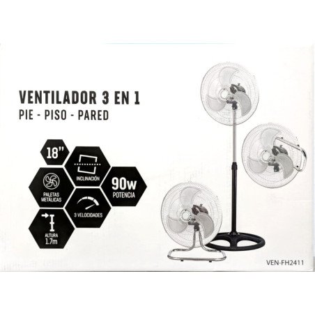 Ventilador 3 en 1 Pared-Piso-Pie FH2411 