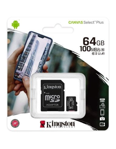 Tarjeta Micro SD 64GB CL10 Kingston Canvas select plus