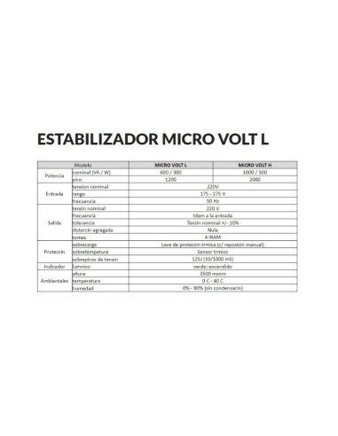 Estabilizador TRV Microvolt L1200