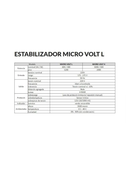 Estabilizador TRV Microvolt L1200