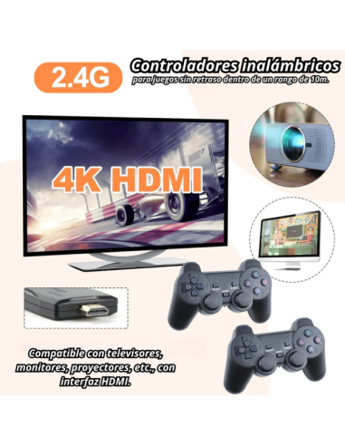 Consola de juegos Game Stick X2 40.000 juegos + 2 joystick inalambricos