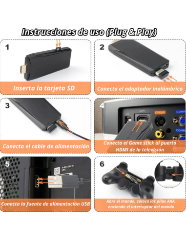 Consola de juegos Game Stick X2 40.000 juegos + 2 joystick inalambricos