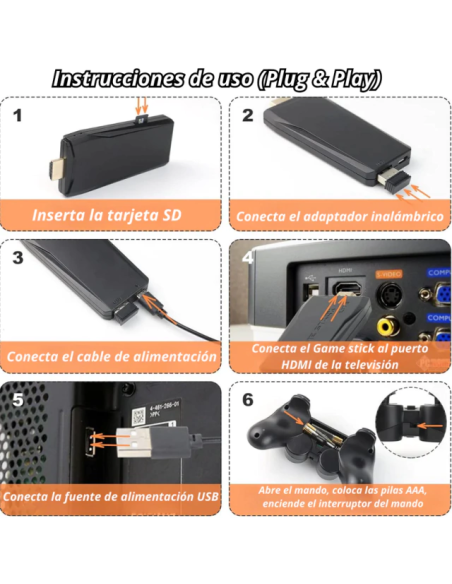 Consola de juegos Game Stick X2 40.000 juegos + 2 joystick inalambricos