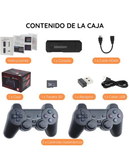 Consola de juegos Game Stick X2 40.000 juegos + 2 joystick inalambricos