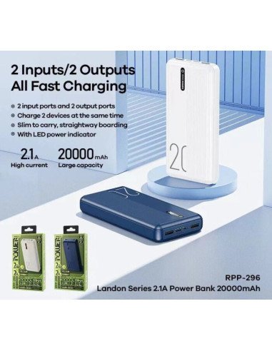 Cargador portatil 20.000 mAh Remax Landon RPP-296