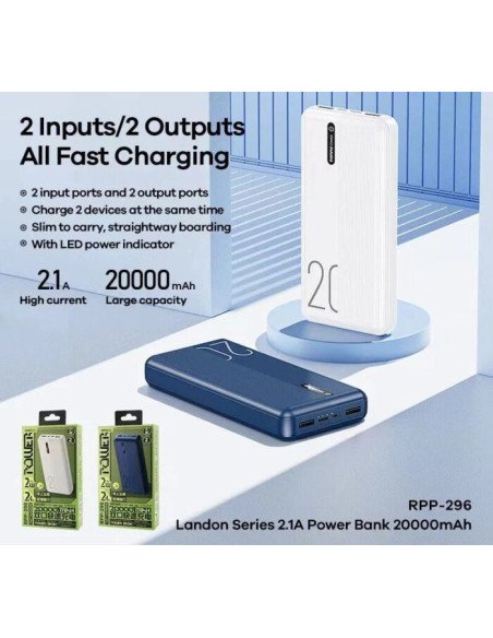 Cargador portatil 20.000 mAh Remax Landon RPP-296
