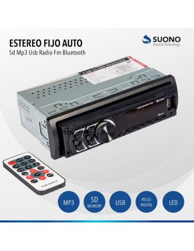 Autoestereo SUONO fijo INF001 FM/USB/AUX