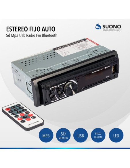 Autoestereo SUONO fijo INF001 FM/USB/AUX