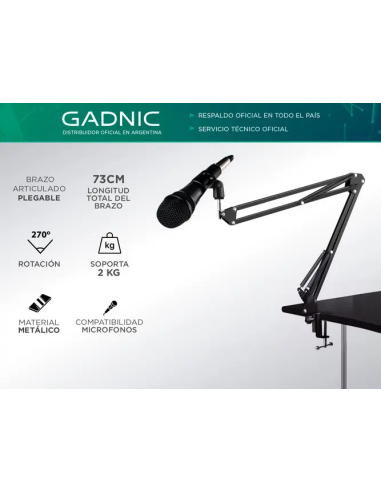 Soporte Para Microfono + Brazo Articulado GADNIC MICCOND9