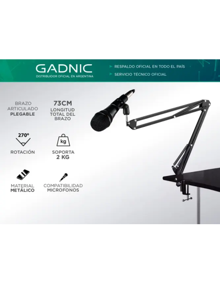Soporte Para Microfono + Brazo Articulado GADNIC MICCOND9