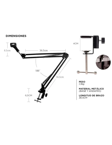 Soporte Para Microfono + Brazo Articulado GADNIC MICCOND9