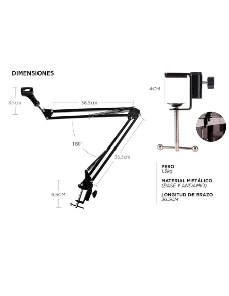 Soporte Para Microfono + Brazo Articulado GADNIC MICCOND9