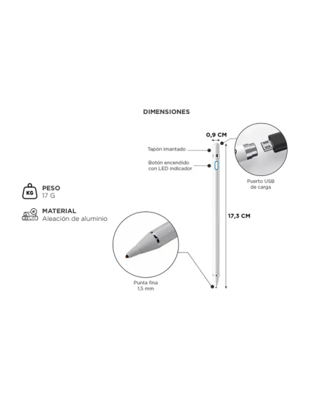 Lapiz capacitivo optico GADNIC para tablet y celular LAPGRAF1