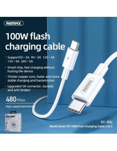 Cable Tipo C a Tipo C REMAX RC-183c 2mts 100w 2