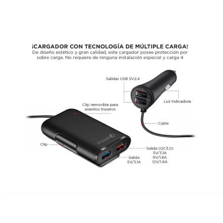 Cargador 12V 4 puertos GADNIC CARAUT04 7427251555562