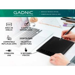 Tableta Gráfica GADNIC Con 8192 Niveles De Presión Y 22 Accesos Directos TABGRAF06 7427251184694 2