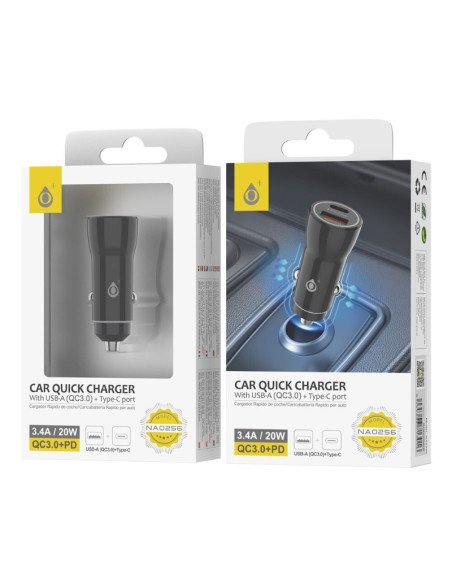 Cargador chupete 12v 20W OnePlus USB A y USB C (NA0256)