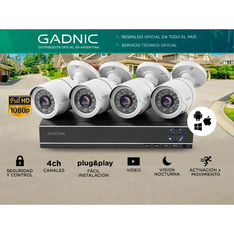 Kit Cámaras de Seguridad PK1100 + DVR GADNIC x4