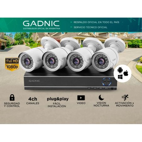 Kit Cámaras de Seguridad PK1100 + DVR GADNIC x4