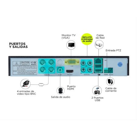 Kit Cámaras de Seguridad PK1100 + DVR GADNIC x4