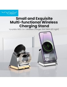Base de carga inalambrica 3 en 1 Vyvylabs 15w (W83) 2