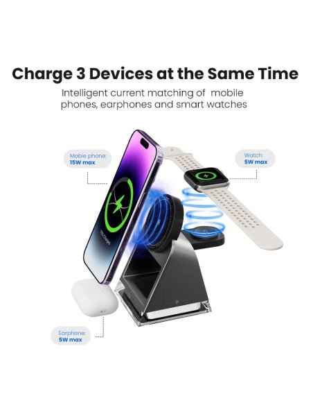 Base de carga inalambrica 3 en 1 Vyvylabs 15w (W83)