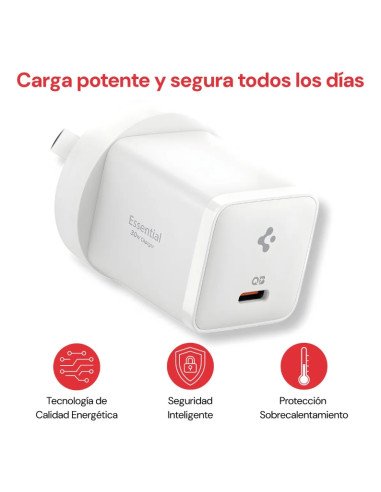 Cargador Tipo C Spigen Essential 30W con cable Tipo C (EE301AR)