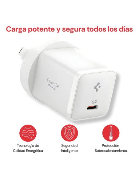 Cargador Tipo C Spigen Essential 30W con cable Tipo C (EE301AR)