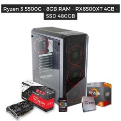 PC armada AMD Ryzen 5 5500 - 8GB Ram RGB - Radeon Rx6500 XT 4GB - SSD 480 - Win 11 