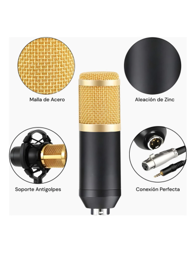 Microfono PC condenser USB/Plug con soporte brazo