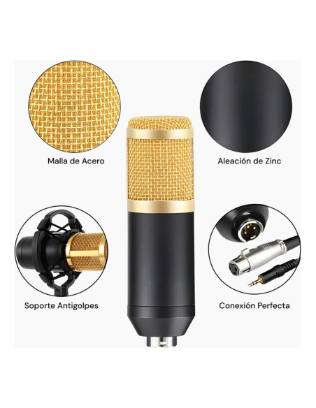 Microfono PC condenser USB/Plug con soporte brazo
