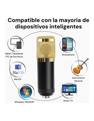 Microfono PC condenser USB/Plug con soporte brazo