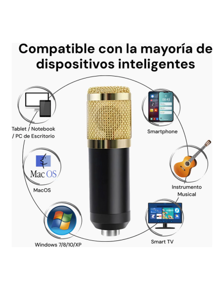 Microfono PC condenser USB/Plug con soporte brazo
