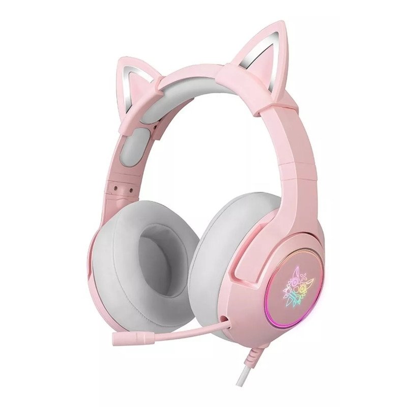 Auricular Gamer + Micrófono Onikuma K9 Orejas rosa